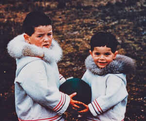 Kinngait / Cape Dorset, John and Sam Houston with ball c. 1958