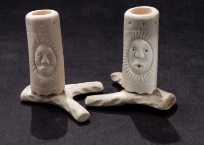 “Pair of Bone Candlestick Holders”